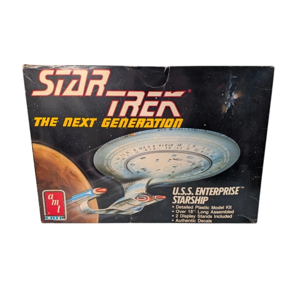Vintage 1988 Amt Ertl Star Trek Tng Uss Enterprise Ncc-1701-D Model Kit 6619
